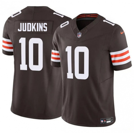Men's Cleveland Browns 10 Quinshon Judkins Brown 2025 F.U.S.E. Vapor Limited Football Stitched Jersey