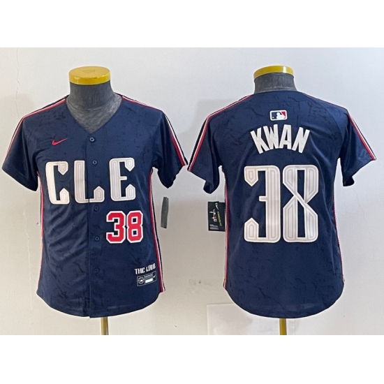 Youth Cleveland Guardians 38 Steven Kwan Navy 2024 City Connect Limited Stitched Baseball Jerseys