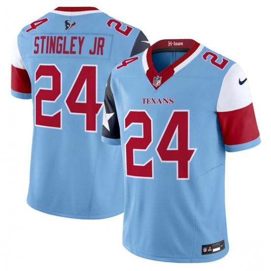 Men's Houston Texans 24 Derek Stingley Jr Blue 2024 F U S E V5 Limited Stitched Football Jersey