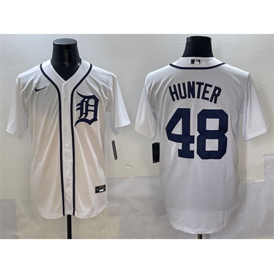 Men's Detroit Tigers 48 Brant Hurter White Cool Base Stitched Baseball Jersey