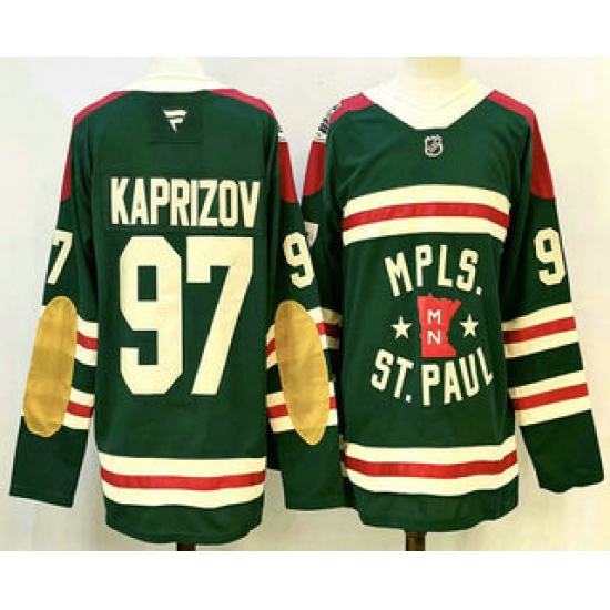 Men's Minnesota Wild 97 Kirill Kaprizov Green Winter Classic Stitched Authentic Jersey