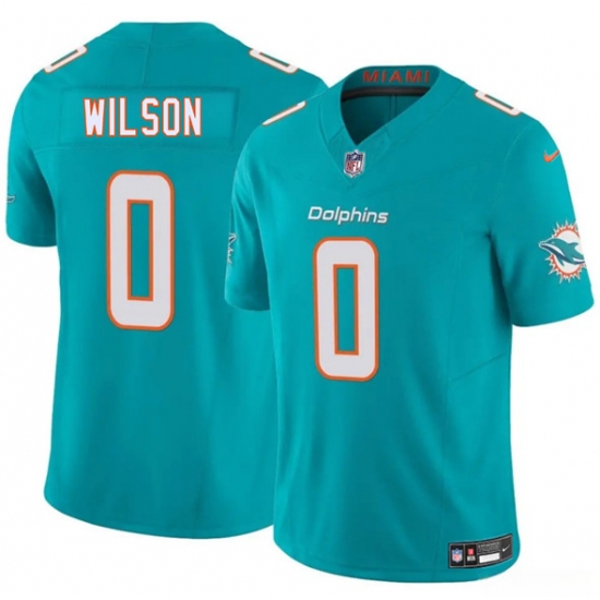 Men's Miami Dolphins 0 Zach Wilson Aqua 2025 Draft F.U.S.E. Vapor Limited Football Stitched Jersey