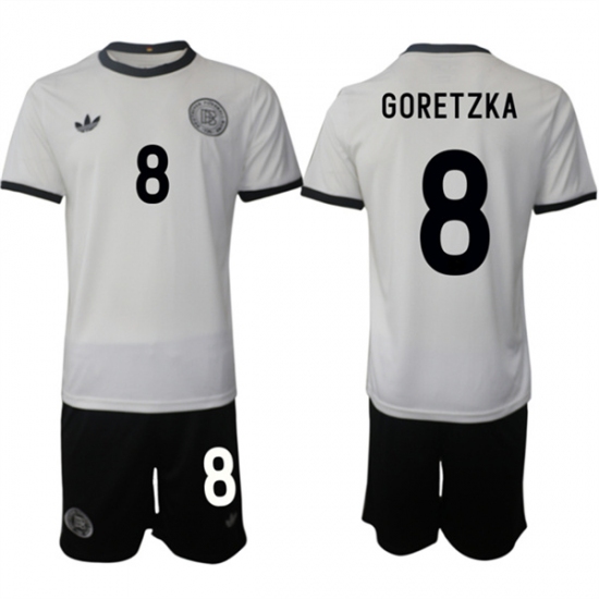 Men's Germany 8 Leon Goretzka White 2025 Home Soccer Jersey Suit
