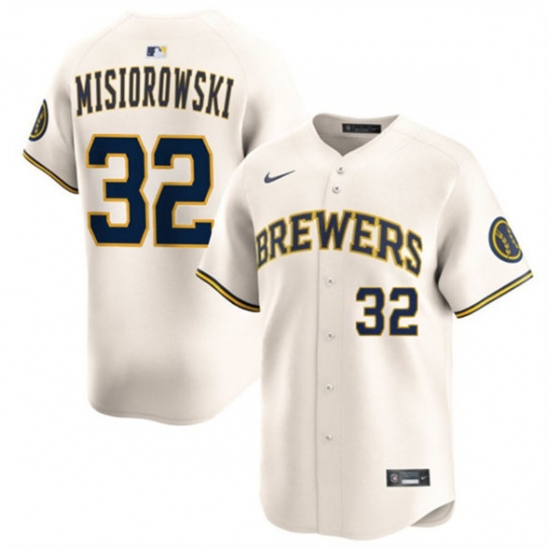 Men's Milwaukee Brewers 32 Jacob Misiorowski Cream 2025 Limited Stitched Baseball Jersey