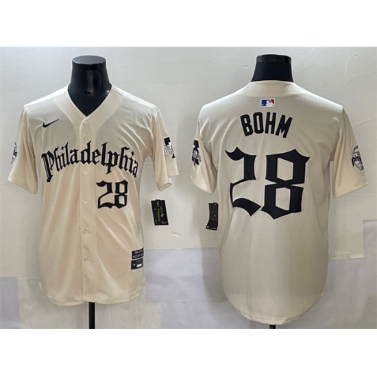Men's Philadelphia Phillies 28 Alec Bohm Cream Gothic Vapor Limited Stitched Jersey